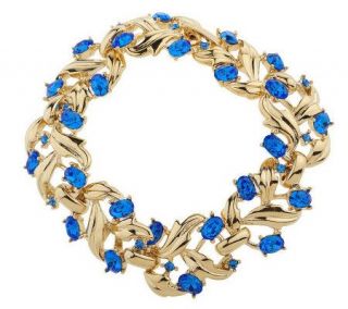 Isaac Mizrahi Live Polished Leaf & Oval Stone Link Bracelet   J155099