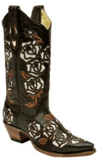 Womens Corral R2483 Western Brown Cognac Bone Roses Cowboy Boots