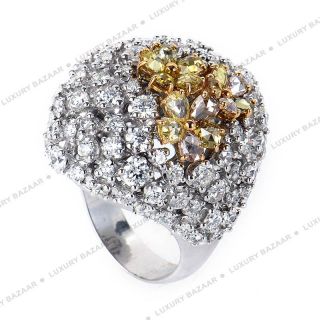 Crivelli 18K White and Rose Gold Multi Diamond Flower Ring