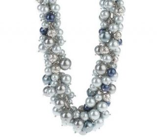 Isaac Mizrahi Live Simulated Pearl & Crystal Necklace —
