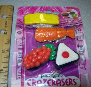 Crazy Erasers 4 Pack Sushi Eraser Collectable NIP