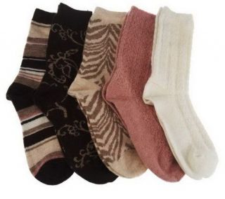 Passione Set of 5 Luxury Cashmere Blend Crew Socks   A202536