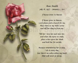 we create a loving personalized memorial for the loss of your wife on