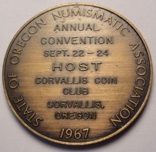 Corvallis Oregon Medal 1967 Numis Convention Sona Beaver Pictorial