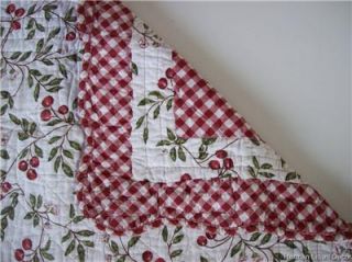  Red and White with Cherries Mini Quilt Topper Country Cottage Gingham