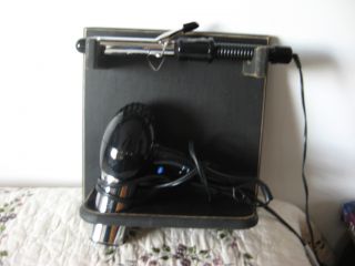 Curling Iron and Hair Dryer Holder Prmitive Handmade Black