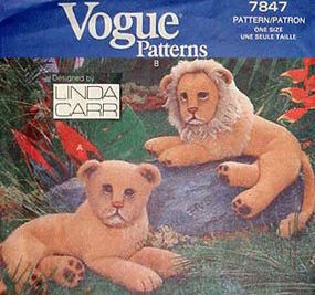 Rare OOP Vogue 7847 401  Stuffed Lion Lioness Sewing Pattern