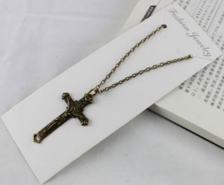 Antiqued Bronze Cross Pendant Chain Necklace 20029