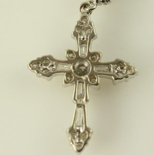 Beautiful Cross Pendant Necklace 14k White Gold Diamond