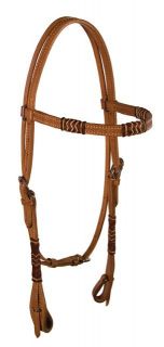Light Leather Browband Headstall with Rawhide Wrap 2499