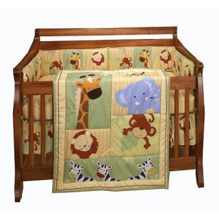 Safari Kids 4 Piece Baby Crib Bedding Set Zebra Monkey