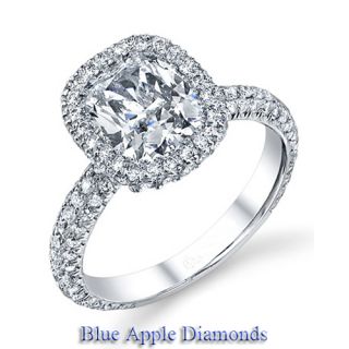 EGL 3 Carat Cushion Cut Diamond Engagement 18K Ring Certified Diamond