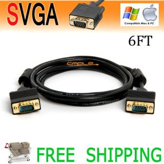 6FT SVGA VGA LCD CRT Monitor Cable M M Male HD15 pin Extension Cord TV