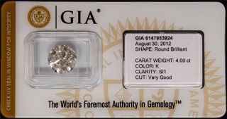  00 Carat GIA Graded Diamond Color K Clarity SI1 Cut Very Good