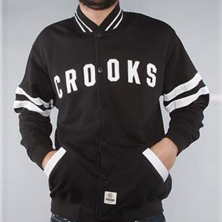 Crooks and Castles The Barbwired B Ball Jacket in Black CRKS 10 Deep