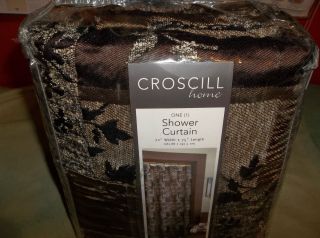 Croscill Brown Lancaster Fabric Shower Curtain 72 x 75 EX Long Heavy