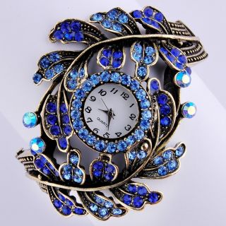 Unisex Elegant Protective color Swarovski Crystal bracelet watch