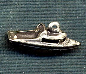 Boat Charm Sterling 3D Vintage Fishing Cabin Cruiser Fish Sea