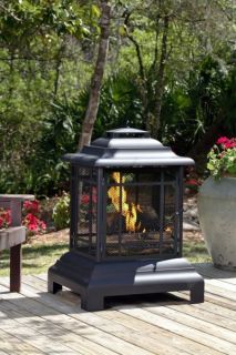 Outdoor Black Coated Steel Pagoda Patio Fireplace New Outdoors Fire