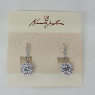 CZ by Kenneth Jay Lane Womens Clear Circle Drop Earrings NWOT Rtl$129