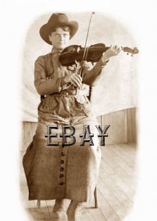 Early 1900s Cowgirl Oldtime Old Time Fiddler Fiddle Violin Player