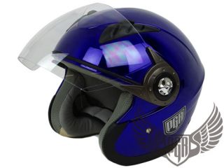  Pilot Blue DOT Motorcycle Helmet Electric Scooter Moped Open Face ~ L