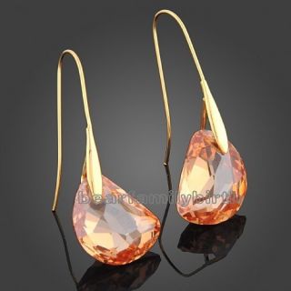 18K Gold GP Swarovski Crystal Drop Earrings 666