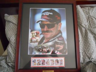 Dale Earnhardt SR Photo 7 Row Stamps and Plaque 7 Time Winston Cup
