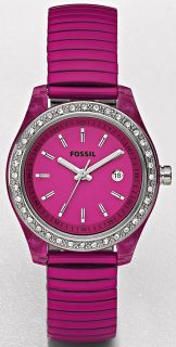fossil pink expansion crystal ladies watch es2909