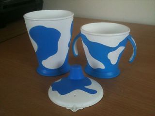 Blue Cow print Cup + Beaker Set Amadeus udderly brilliant anyway up
