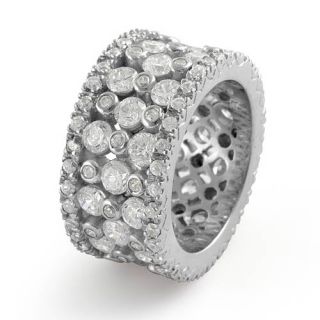 Round Eternity Cubic Zirconia Unique Engagement Wedding Ring Sterling