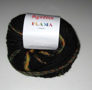 10 Balls Black Orange Green Katia Flama Wool Knitting Yarn Color 9609