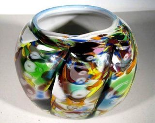 Hot Glass Studio Hand Blown 86 Encased Glass Multi Colored Signed Bowl