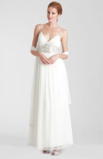 JS Collections Embellished Waist Chiffon Gown