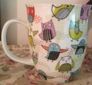   Ceramic Owl Mug Coffee Tea Cup White Multi Colored Creative Tops Ltd