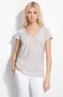 Vince Relaxed Fit Heathered V Neck Tee