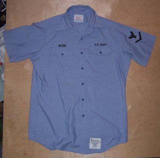 Creighton Brand US Navy Issue Blue Chambray Uniform Shirt Size 16 46
