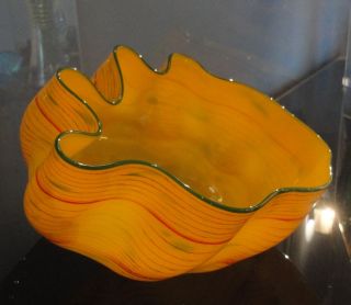 Dale Chihuly Desert Yellow Macchia Art Glass Piece with COA