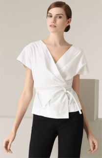 Donna Karan Collection Belted Stretch Woven Wrap Shirt