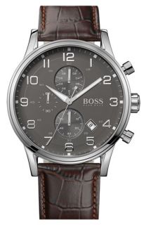 BOSS Black Stainless Steel & Leather Chronograph Watch
