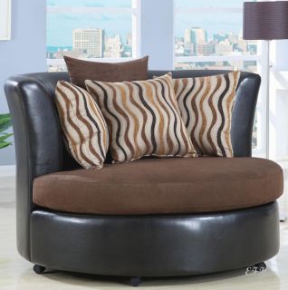 Creston Microfiber Bycast Leather Cuddle Accent Chair