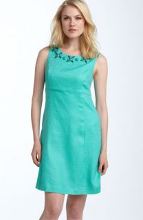 Donna Morgan Embellished Linen & Cotton Dress
