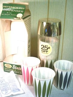 Vintage DIXIE CUP DISPENSER w/ Box Retro Multi Color Stripe 9oz. Cups