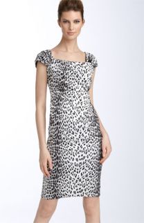 Tadashi Shoji Leopard Print Stretch Satin Sheath Dress