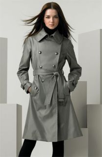 Burberry London Double Breasted Metallic Twill Trench Coat
