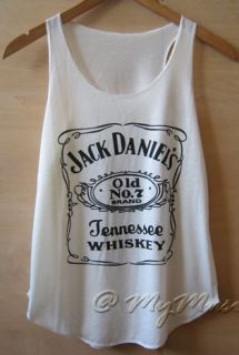 Jack Daniels Print Tank Vest T Shirts Top Ladies Womens Girls UK New