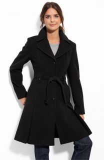 DKNY Belted Wool Blend Trench Coat