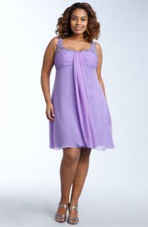 JS Boutique Beaded Silk Chiffon Dress (Plus)