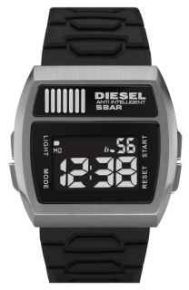 DIESEL® Medium Square Digital Silicone Strap Watch
