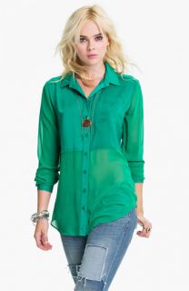 Free People Best of Both Worlds Sheer Panel Shirt